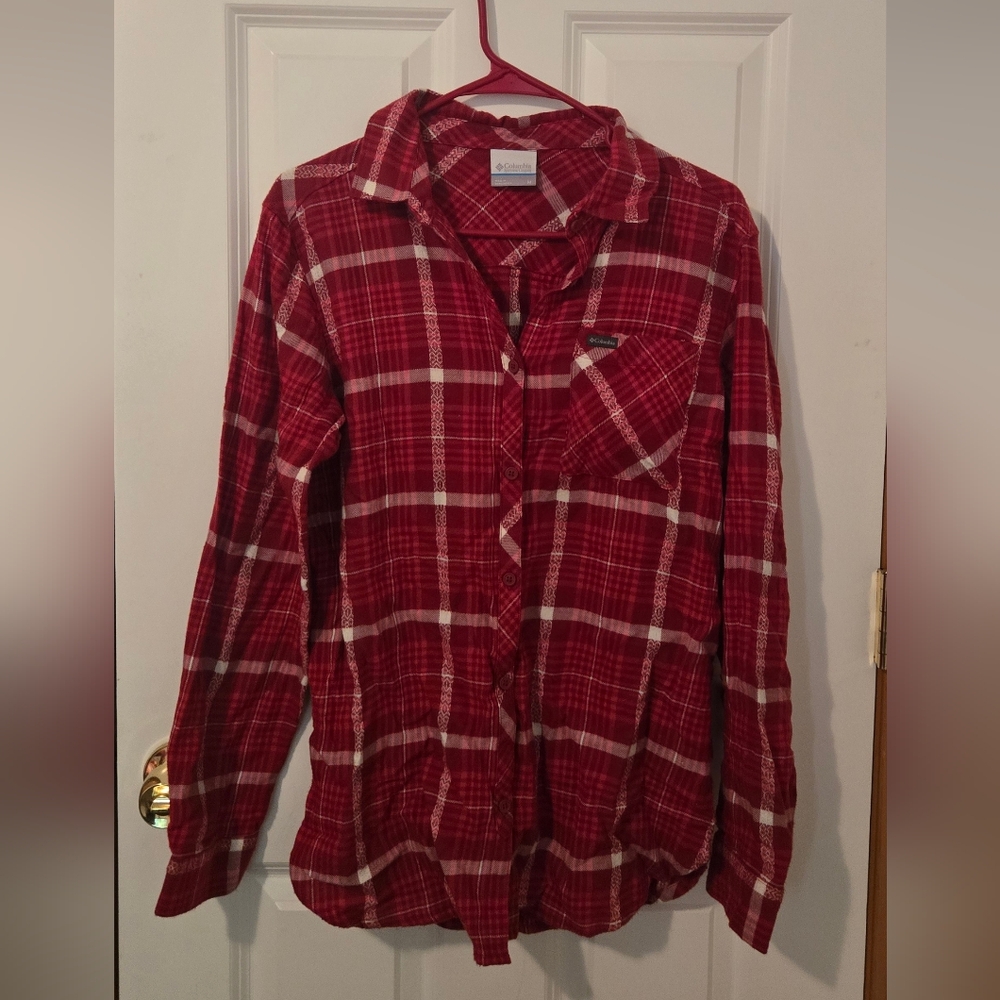 Columbia Red Plaid Button-Up Shirt
